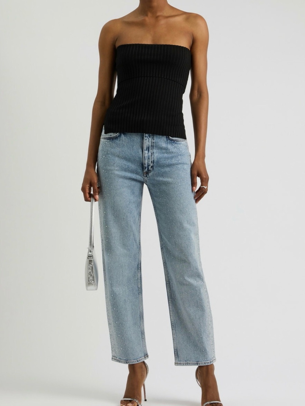 Rag & Bone - Kaela Black Ribbed Knit - Tube Top Sz. L